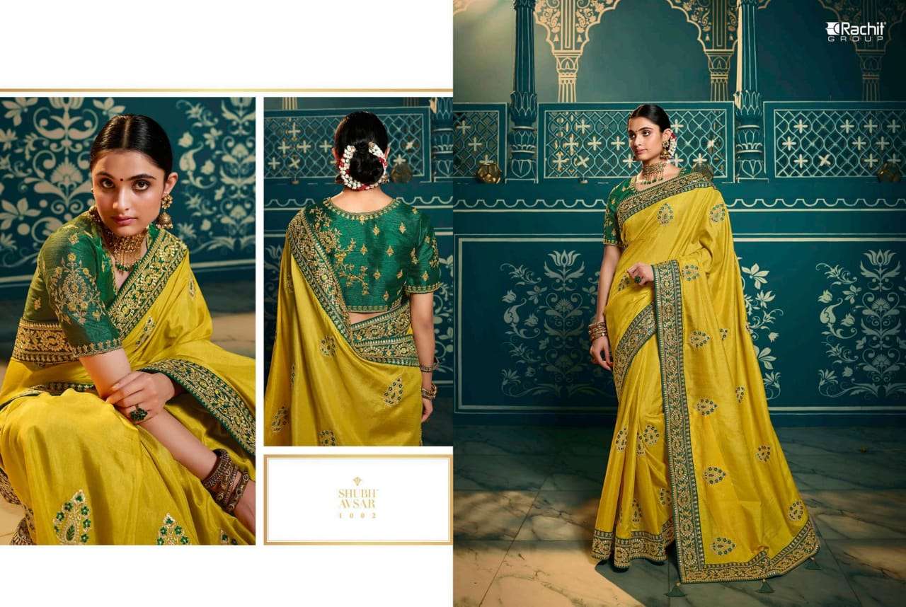 RACHIT 1001 SERIES BY RACHIT 1001 TO 1014 SERIES COLORFUL BEAUTIFUL FANCY PARTY WEAR & TRADITIONAL WEAR SATIN GEORGETTE SAREES AT WHOLESALE PRICE