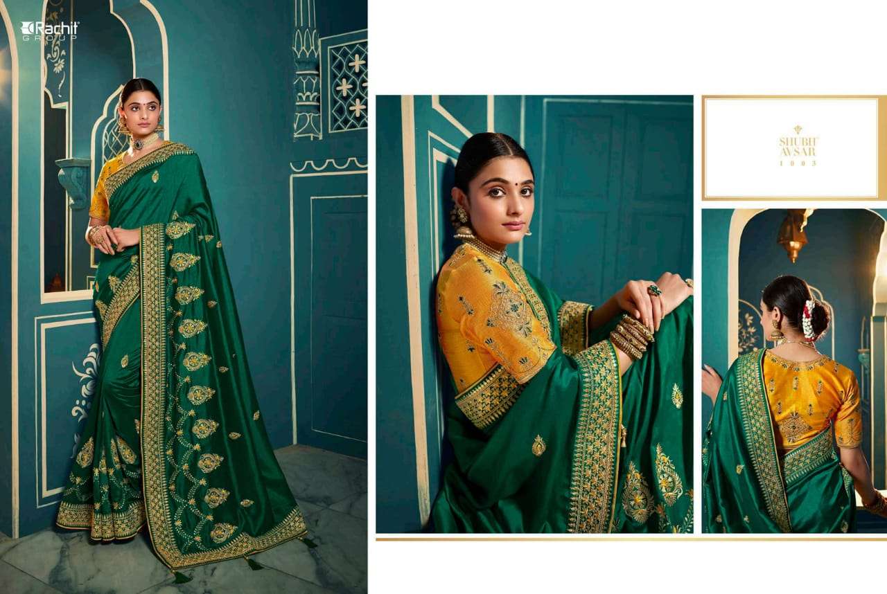 RACHIT 1001 SERIES BY RACHIT 1001 TO 1014 SERIES COLORFUL BEAUTIFUL FANCY PARTY WEAR & TRADITIONAL WEAR SATIN GEORGETTE SAREES AT WHOLESALE PRICE