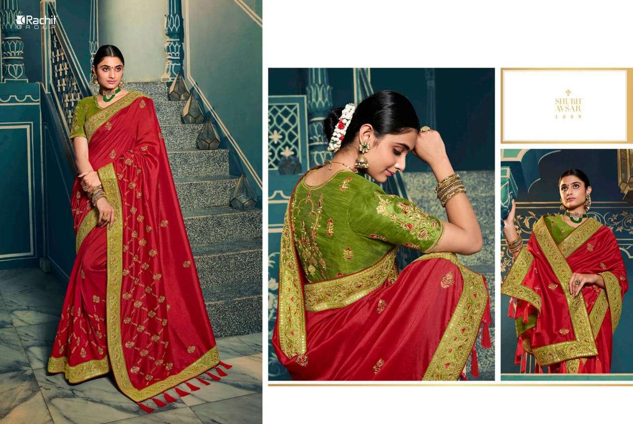 RACHIT 1001 SERIES BY RACHIT 1001 TO 1014 SERIES COLORFUL BEAUTIFUL FANCY PARTY WEAR & TRADITIONAL WEAR SATIN GEORGETTE SAREES AT WHOLESALE PRICE