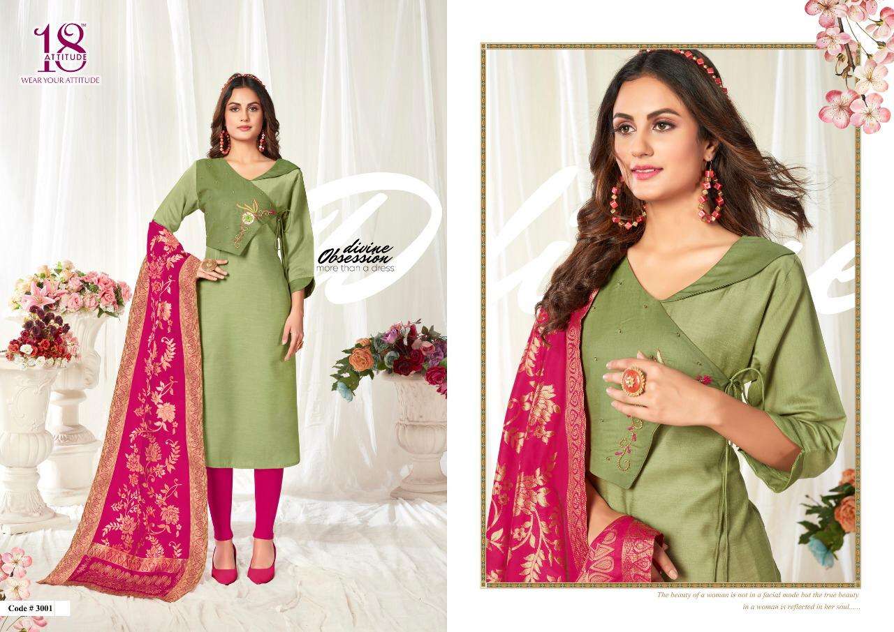 ODHNI VOL-3 BY 18 ATTITUDE 3001 TO 3007 SERIES DESIGNER BEAUTIFUL STYLISH FANCY COLORFUL CASUAL WEAR & ETHNIC WEAR & READY TO WEAR LINEN SARTIN PRINTED KURTIS AT WHOLESALE PRICE