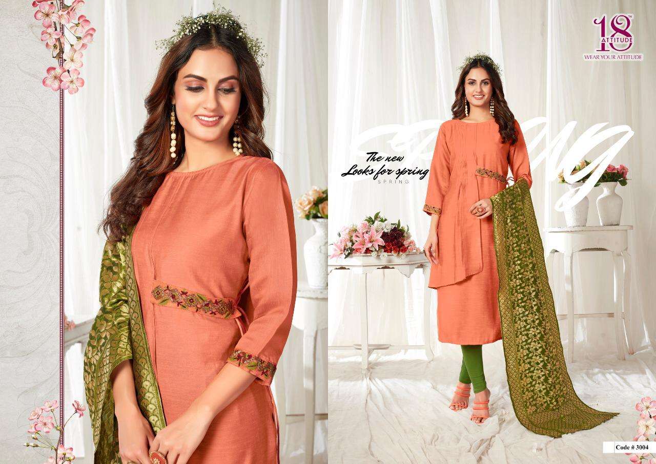 ODHNI VOL-3 BY 18 ATTITUDE 3001 TO 3007 SERIES DESIGNER BEAUTIFUL STYLISH FANCY COLORFUL CASUAL WEAR & ETHNIC WEAR & READY TO WEAR LINEN SARTIN PRINTED KURTIS AT WHOLESALE PRICE