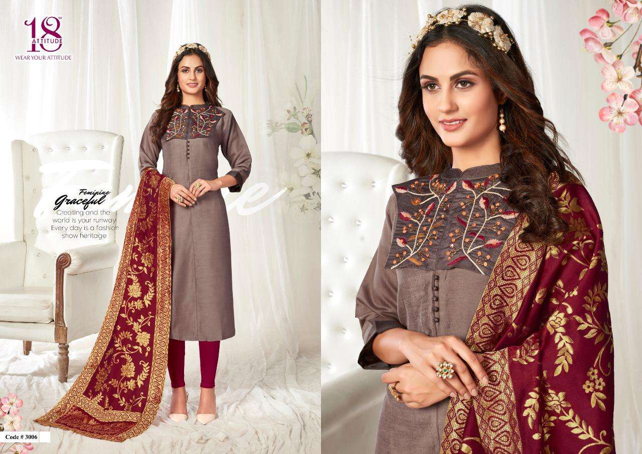 ODHNI VOL-3 BY 18 ATTITUDE 3001 TO 3007 SERIES DESIGNER BEAUTIFUL STYLISH FANCY COLORFUL CASUAL WEAR & ETHNIC WEAR & READY TO WEAR LINEN SARTIN PRINTED KURTIS AT WHOLESALE PRICE