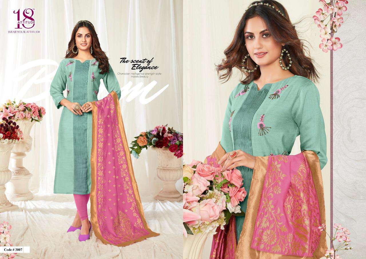 ODHNI VOL-3 BY 18 ATTITUDE 3001 TO 3007 SERIES DESIGNER BEAUTIFUL STYLISH FANCY COLORFUL CASUAL WEAR & ETHNIC WEAR & READY TO WEAR LINEN SARTIN PRINTED KURTIS AT WHOLESALE PRICE