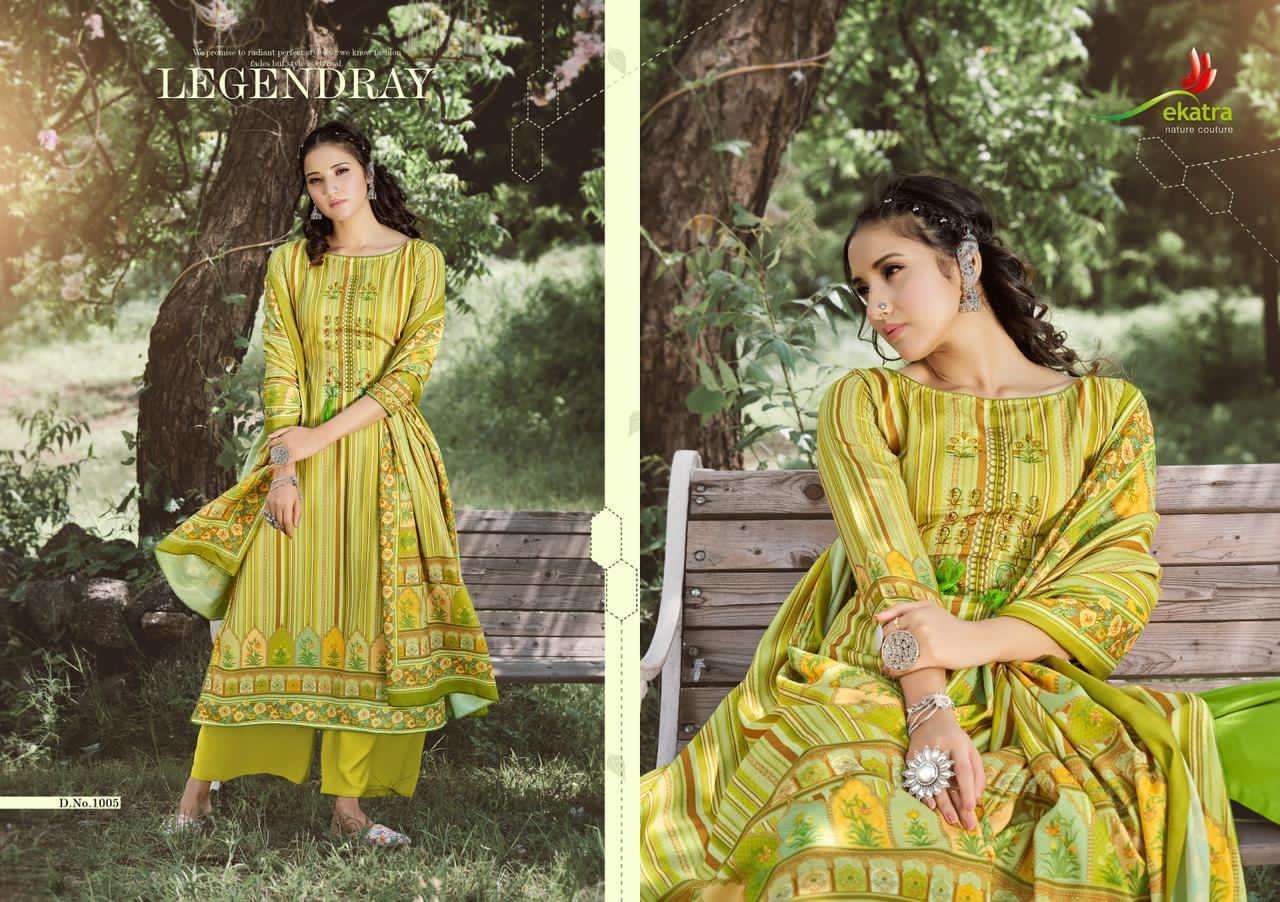 SAHIRA BY EKATRA 1001 TO 1007 SERIES SUITS BEAUTIFUL FANCY COLORFUL STYLISH PARTY WEAR & OCCASIONAL WEAR PURE PASHMINA DIGITAL PRINTED WITH EMBROIDERY DRESSES AT WHOLESALE PRICE