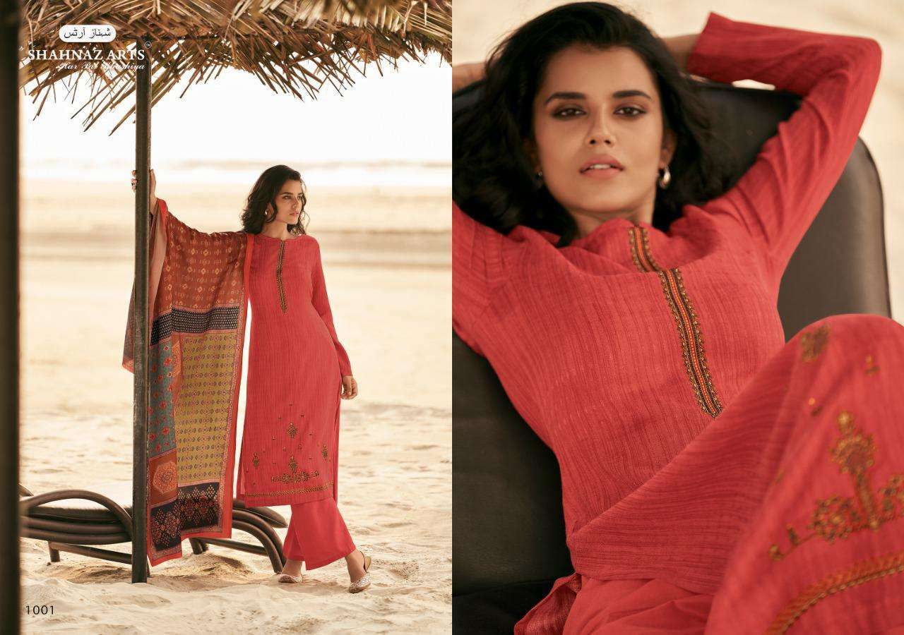 ZARSA BY SHAHNAZ ARTS 1001 TO 1008 SERIES SUITS BEAUTIFUL FANCY COLORFUL STYLISH PARTY WEAR & OCCASIONAL WEAR PASHMINA PRINTED WITH EMBROIDERY DRESSES AT WHOLESALE PRICE