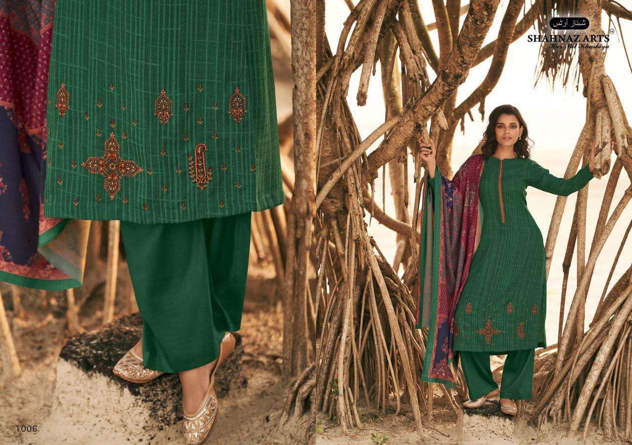 ZARSA BY SHAHNAZ ARTS 1001 TO 1008 SERIES SUITS BEAUTIFUL FANCY COLORFUL STYLISH PARTY WEAR & OCCASIONAL WEAR PASHMINA PRINTED WITH EMBROIDERY DRESSES AT WHOLESALE PRICE