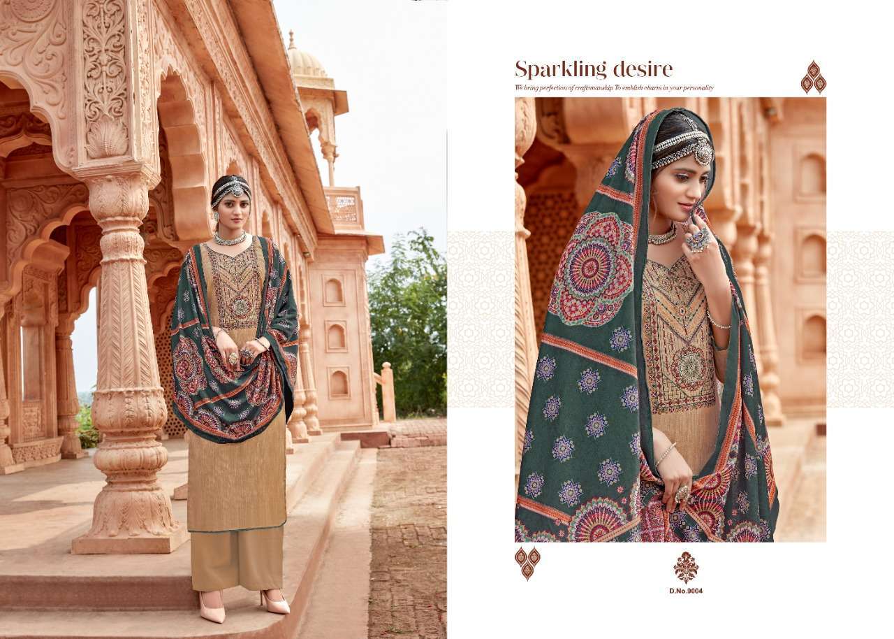 AMAYAH VOL-9 BY ZSM 9001 TO 9008 SERIES SUITS BEAUTIFUL FANCY COLORFUL STYLISH PARTY WEAR & OCCASIONAL WEAR I BALL PASHMINA PRINTED WITH EMBROIDERY DRESSES AT WHOLESALE PRICE