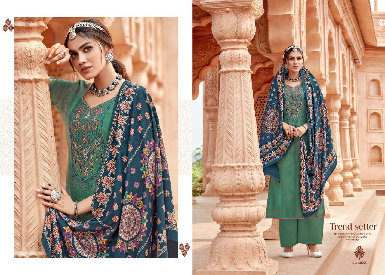 AMAYAH VOL-9 BY ZSM 9001 TO 9008 SERIES SUITS BEAUTIFUL FANCY COLORFUL STYLISH PARTY WEAR & OCCASIONAL WEAR I BALL PASHMINA PRINTED WITH EMBROIDERY DRESSES AT WHOLESALE PRICE