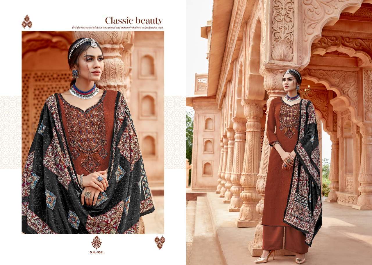 AMAYAH VOL-9 BY ZSM 9001 TO 9008 SERIES SUITS BEAUTIFUL FANCY COLORFUL STYLISH PARTY WEAR & OCCASIONAL WEAR I BALL PASHMINA PRINTED WITH EMBROIDERY DRESSES AT WHOLESALE PRICE