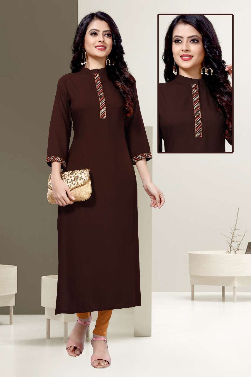 KARIGARI BY SNAPSTYLE 101 TO 110 SERIES STYLISH FANCY BEAUTIFUL COLORFUL CASUAL WEAR & ETHNIC WEAR RAYON EMBROIDERED KURTIS AT WHOLESALE PRICE
