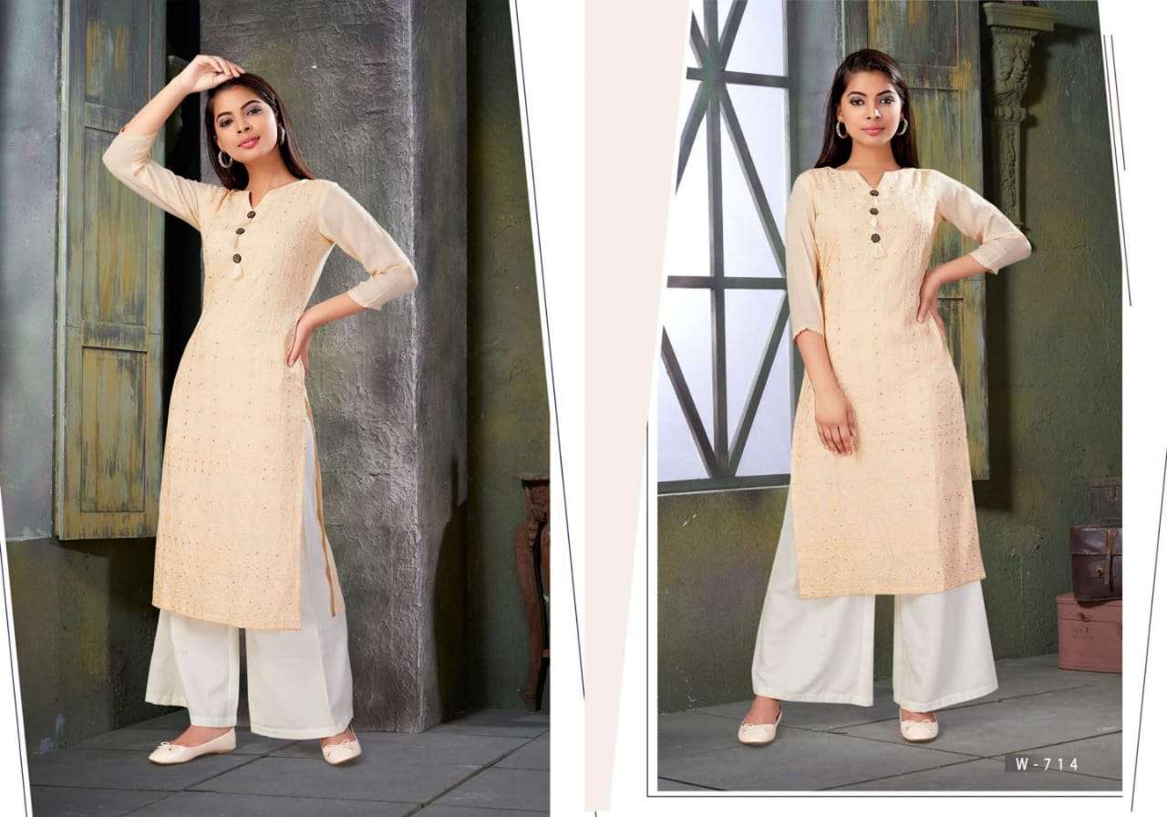 CHICKEN KARI BY SNAPSTYLE 709 TO 714 SERIES BEAUTIFUL STYLISH FANCY COLORFUL CASUAL WEAR & ETHNIC WEAR & READY TO WEAR FANCY EMBROIDERED KURTIS WITH BOTTOM AT WHOLESALE PRICE