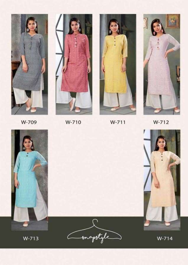 CHICKEN KARI BY SNAPSTYLE 709 TO 714 SERIES BEAUTIFUL STYLISH FANCY COLORFUL CASUAL WEAR & ETHNIC WEAR & READY TO WEAR FANCY EMBROIDERED KURTIS WITH BOTTOM AT WHOLESALE PRICE