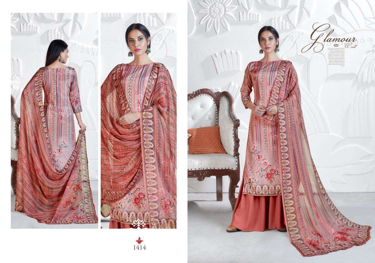 SHAN-E-PUNJAB BY RANI TRENDZ 1414 TO 1421 SERIES INDIAN TRADITIONAL WEAR COLLECTION BEAUTIFUL STYLISH FANCY COLORFUL PARTY WEAR & OCCASIONAL WEAR HEAVY SILK CREPE DRESSES AT WHOLESALE PRICE