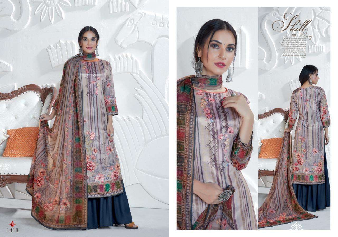 SHAN-E-PUNJAB BY RANI TRENDZ 1414 TO 1421 SERIES INDIAN TRADITIONAL WEAR COLLECTION BEAUTIFUL STYLISH FANCY COLORFUL PARTY WEAR & OCCASIONAL WEAR HEAVY SILK CREPE DRESSES AT WHOLESALE PRICE