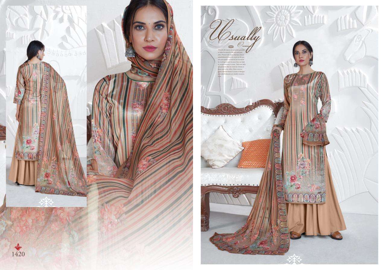 SHAN-E-PUNJAB BY RANI TRENDZ 1414 TO 1421 SERIES INDIAN TRADITIONAL WEAR COLLECTION BEAUTIFUL STYLISH FANCY COLORFUL PARTY WEAR & OCCASIONAL WEAR HEAVY SILK CREPE DRESSES AT WHOLESALE PRICE