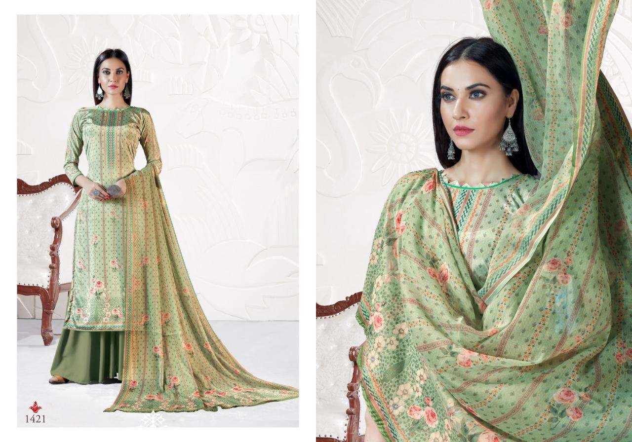 SHAN-E-PUNJAB BY RANI TRENDZ 1414 TO 1421 SERIES INDIAN TRADITIONAL WEAR COLLECTION BEAUTIFUL STYLISH FANCY COLORFUL PARTY WEAR & OCCASIONAL WEAR HEAVY SILK CREPE DRESSES AT WHOLESALE PRICE