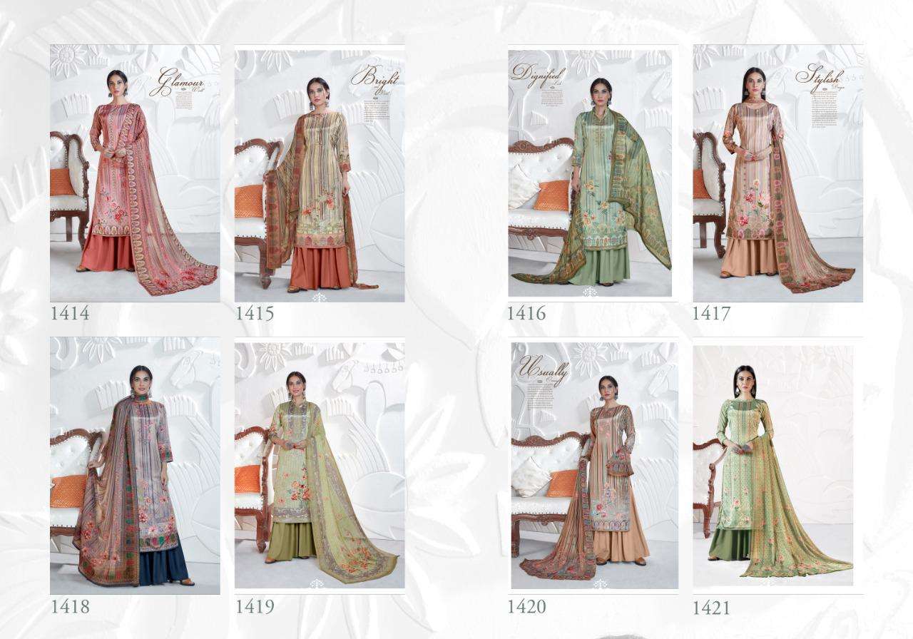 SHAN-E-PUNJAB BY RANI TRENDZ 1414 TO 1421 SERIES INDIAN TRADITIONAL WEAR COLLECTION BEAUTIFUL STYLISH FANCY COLORFUL PARTY WEAR & OCCASIONAL WEAR HEAVY SILK CREPE DRESSES AT WHOLESALE PRICE