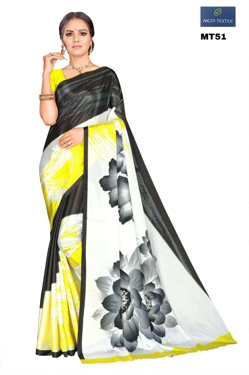 NAYRA BY MOTI TEXTILE 48 TO 52 SERIES INDIAN TRADITIONAL WEAR COLLECTION BEAUTIFUL STYLISH FANCY COLORFUL PARTY WEAR & OCCASIONAL WEAR SILK CREPE DIGITAL PRINT SAREES AT WHOLESALE PRICE