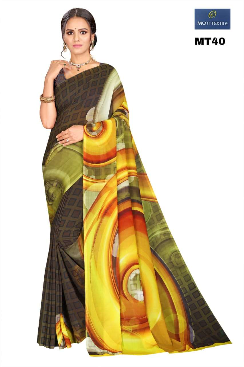 AAROHI BY MOTI TEXTILE 36 TO 47 SERIES INDIAN TRADITIONAL WEAR COLLECTION BEAUTIFUL STYLISH FANCY COLORFUL PARTY WEAR & OCCASIONAL WEAR GEORGETTE DIGITAL PRINT SAREES AT WHOLESALE PRICE
