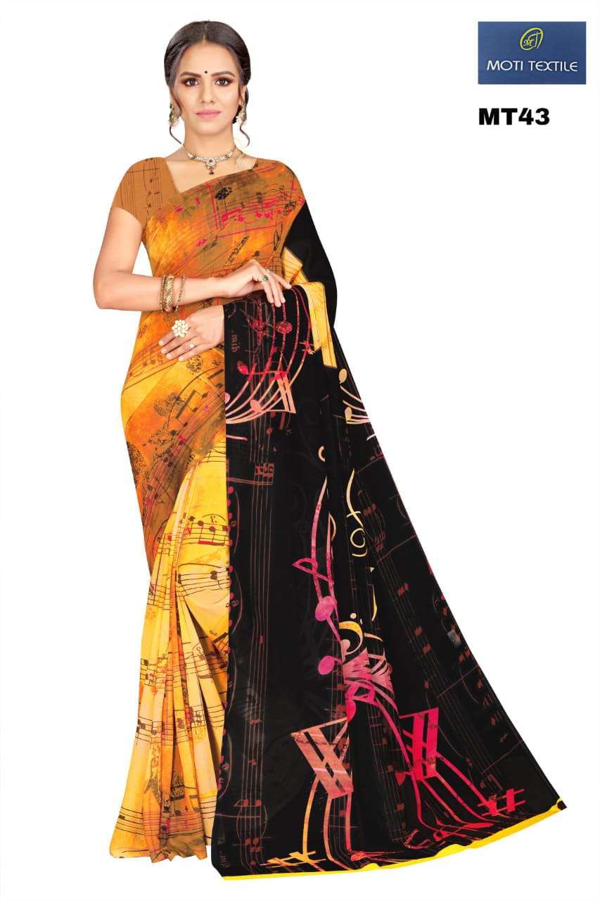 AAROHI BY MOTI TEXTILE 36 TO 47 SERIES INDIAN TRADITIONAL WEAR COLLECTION BEAUTIFUL STYLISH FANCY COLORFUL PARTY WEAR & OCCASIONAL WEAR GEORGETTE DIGITAL PRINT SAREES AT WHOLESALE PRICE