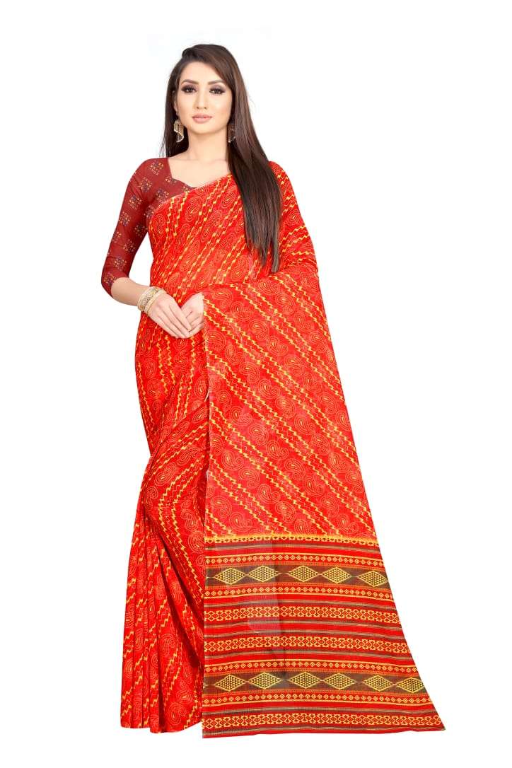 BATIK PRINT VOL-2 BY MOTI TEXTILE 201 TO 207 SERIES INDIAN TRADITIONAL WEAR COLLECTION BEAUTIFUL STYLISH FANCY COLORFUL PARTY WEAR & OCCASIONAL WEAR SOFT CHIFFON SAREES AT WHOLESALE PRICE