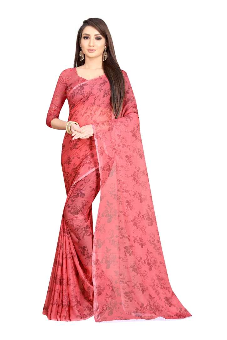 BATIK PRINT VOL-2 BY MOTI TEXTILE 201 TO 207 SERIES INDIAN TRADITIONAL WEAR COLLECTION BEAUTIFUL STYLISH FANCY COLORFUL PARTY WEAR & OCCASIONAL WEAR SOFT CHIFFON SAREES AT WHOLESALE PRICE