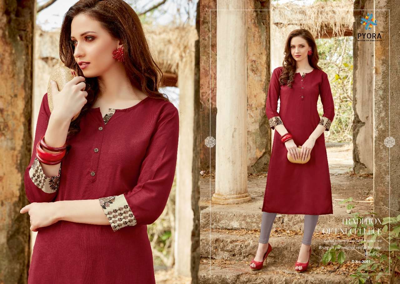 THAVKI VOL-2 BY PYORA 2001 TO 2006 SERIES STYLISH FANCY BEAUTIFUL COLORFUL CASUAL WEAR & ETHNIC WEAR PURE RAYON SLUB KURTIS AT WHOLESALE PRICE