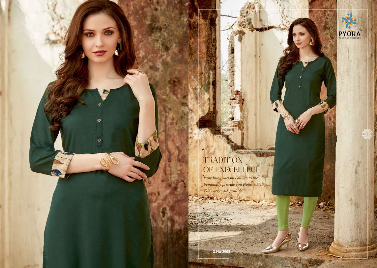 THAVKI VOL-2 BY PYORA 2001 TO 2006 SERIES STYLISH FANCY BEAUTIFUL COLORFUL CASUAL WEAR & ETHNIC WEAR PURE RAYON SLUB KURTIS AT WHOLESALE PRICE