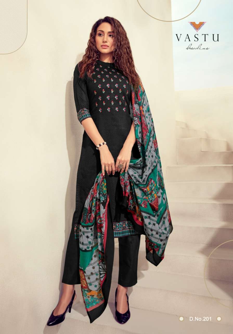 KALAMKAR VOL-2 BY VASTU TEX 201 TO 210 SERIES BEAUTIFUL SUITS STYLISH FANCY COLORFUL PARTY WEAR & OCCASIONAL WEAR COTTON LAWN PRINTED WITH WORK DRESSES AT WHOLESALE PRICE