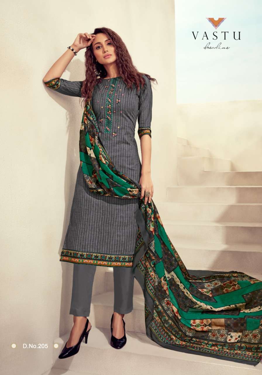 KALAMKAR VOL-2 BY VASTU TEX 201 TO 210 SERIES BEAUTIFUL SUITS STYLISH FANCY COLORFUL PARTY WEAR & OCCASIONAL WEAR COTTON LAWN PRINTED WITH WORK DRESSES AT WHOLESALE PRICE