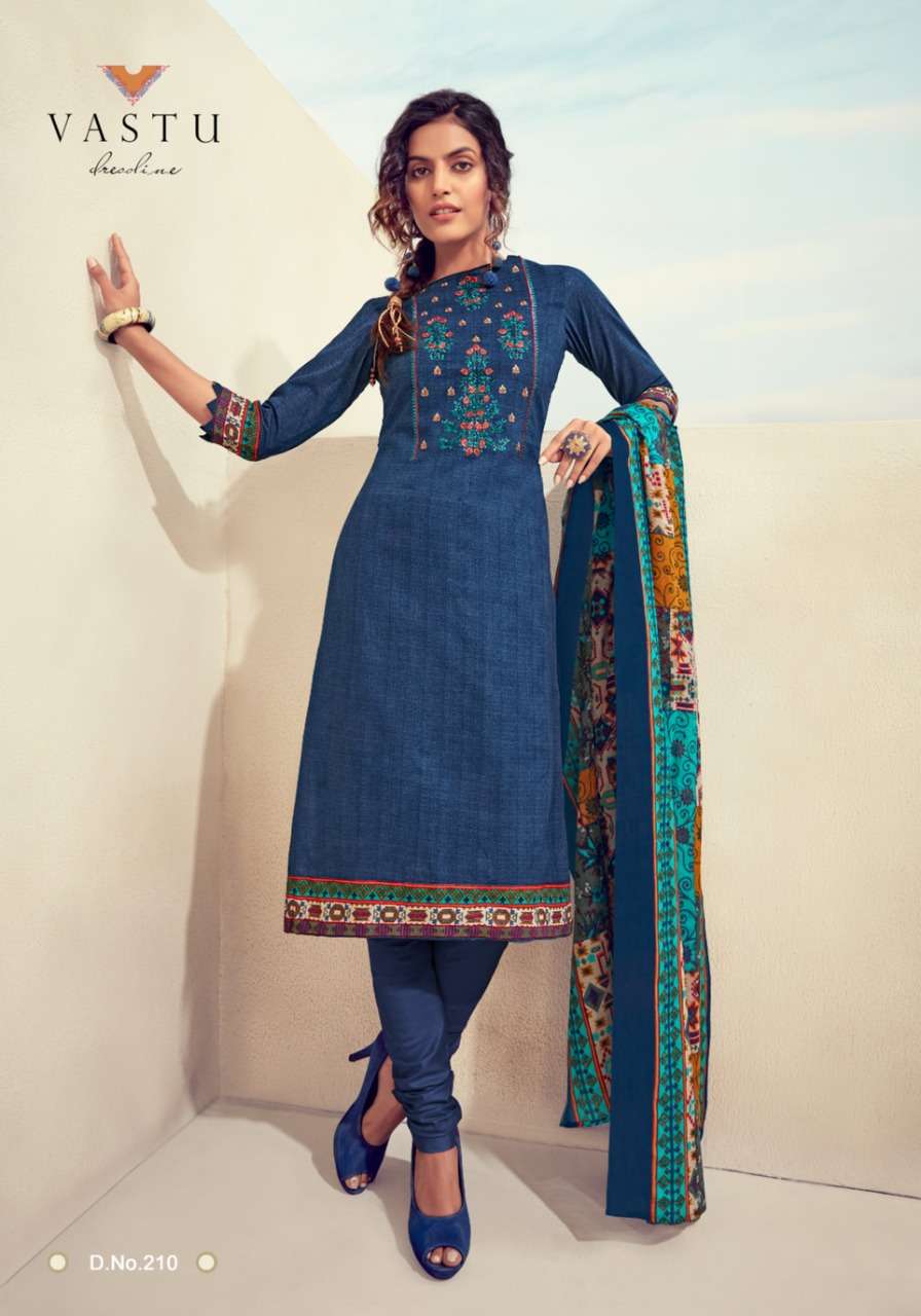 KALAMKAR VOL-2 BY VASTU TEX 201 TO 210 SERIES BEAUTIFUL SUITS STYLISH FANCY COLORFUL PARTY WEAR & OCCASIONAL WEAR COTTON LAWN PRINTED WITH WORK DRESSES AT WHOLESALE PRICE