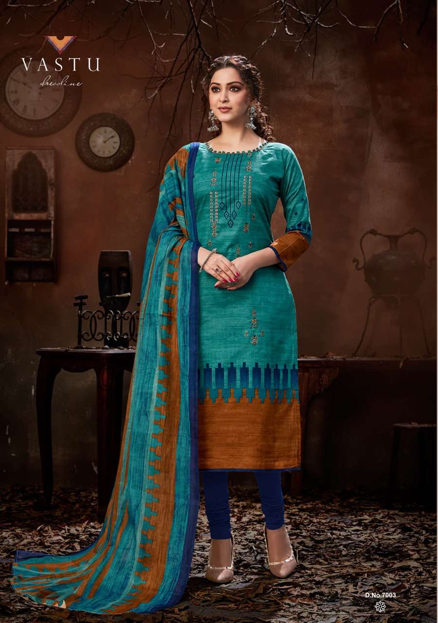 PAKEEZAH VOL-7 BY VASTU TEX 7001 TO 7010 SERIES BEAUTIFUL SUITS STYLISH FANCY COLORFUL PARTY WEAR & OCCASIONAL WEAR COTTON LAWN PRINTED DRESSES AT WHOLESALE PRICE