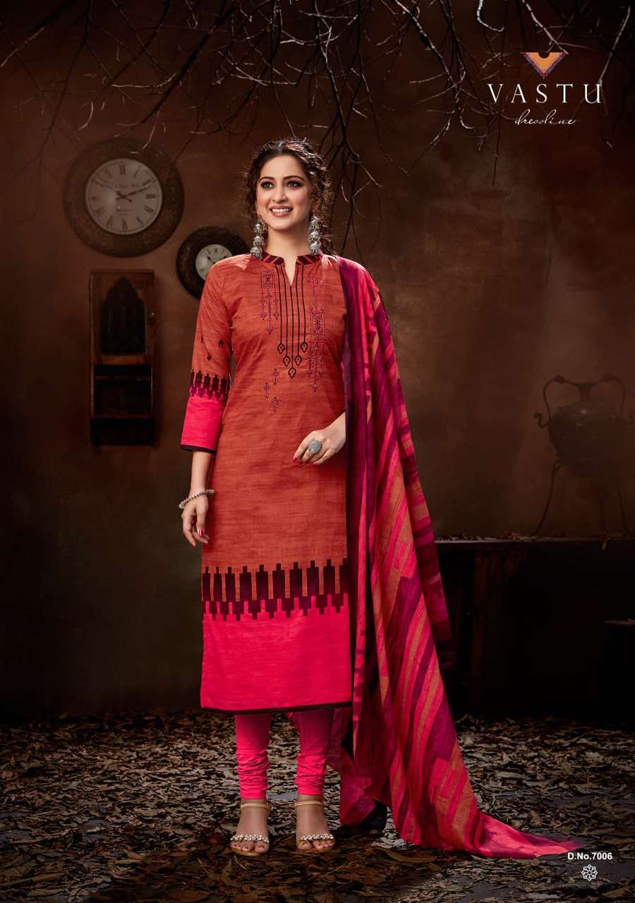 PAKEEZAH VOL-7 BY VASTU TEX 7001 TO 7010 SERIES BEAUTIFUL SUITS STYLISH FANCY COLORFUL PARTY WEAR & OCCASIONAL WEAR COTTON LAWN PRINTED DRESSES AT WHOLESALE PRICE