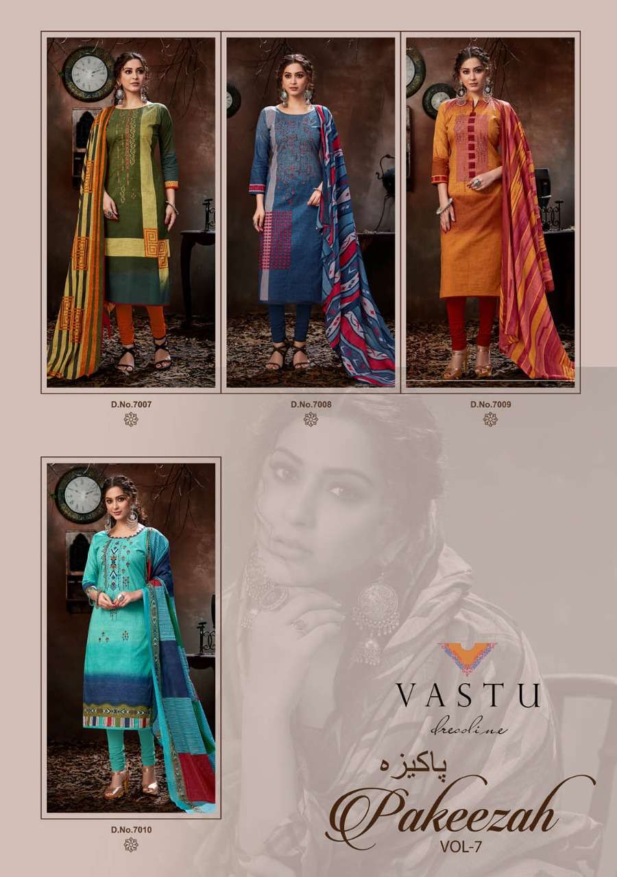 PAKEEZAH VOL-7 BY VASTU TEX 7001 TO 7010 SERIES BEAUTIFUL SUITS STYLISH FANCY COLORFUL PARTY WEAR & OCCASIONAL WEAR COTTON LAWN PRINTED DRESSES AT WHOLESALE PRICE