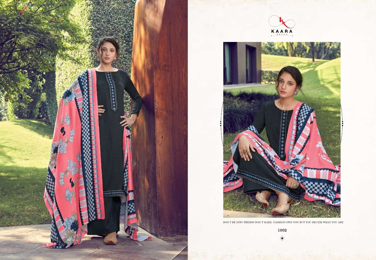 MAKHMALI BY KAARA SUIT 1001 TO 1008 SERIES SUITS BEAUTIFUL FANCY COLORFUL STYLISH PARTY WEAR & OCCASIONAL WEAR PURE PASHMINA DIGITAL PRINTED DRESSES AT WHOLESALE PRICE