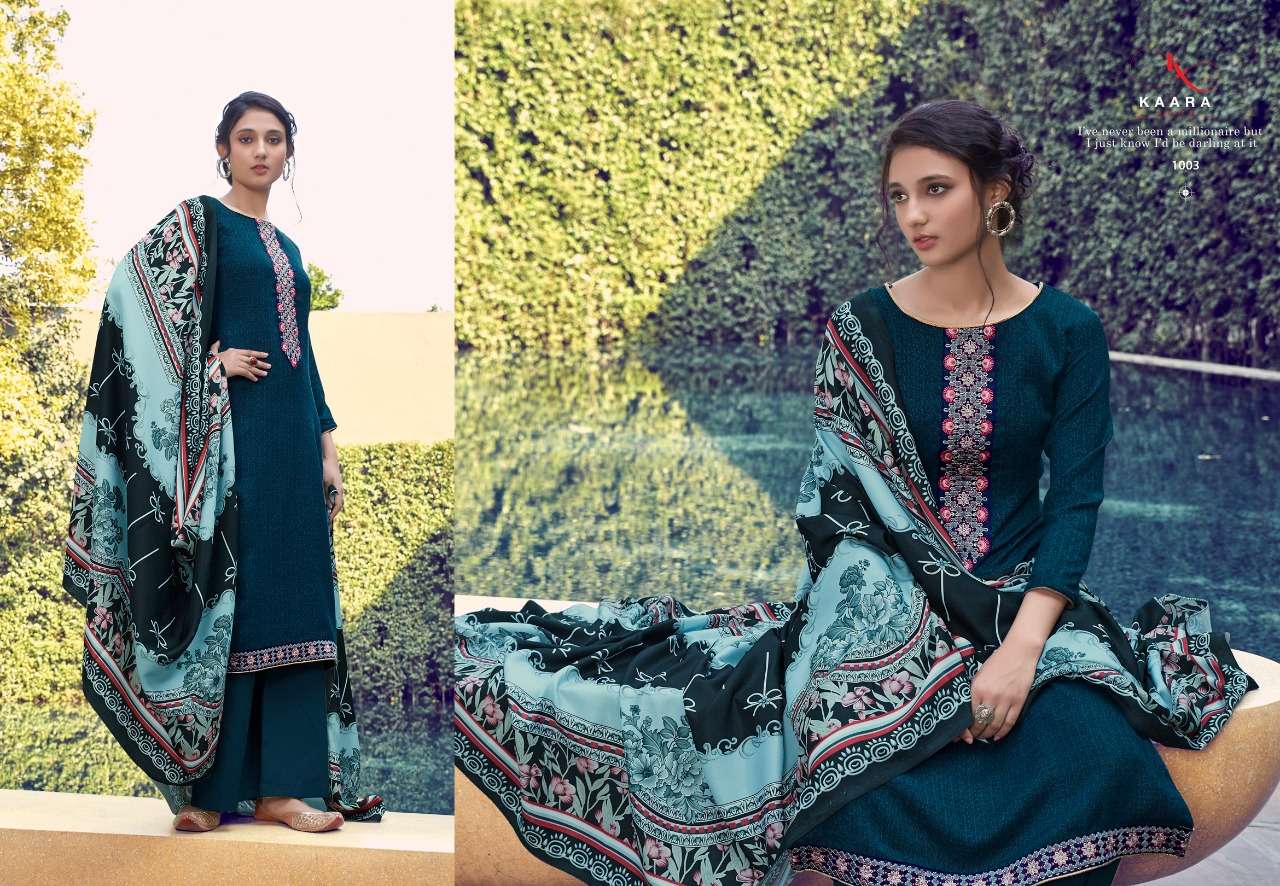 MAKHMALI BY KAARA SUIT 1001 TO 1008 SERIES SUITS BEAUTIFUL FANCY COLORFUL STYLISH PARTY WEAR & OCCASIONAL WEAR PURE PASHMINA DIGITAL PRINTED DRESSES AT WHOLESALE PRICE