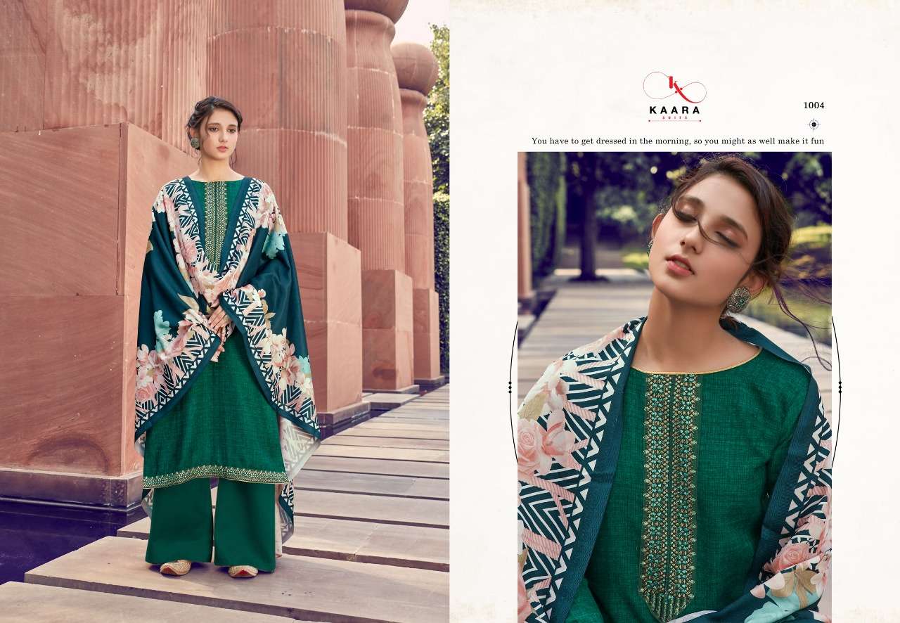 MAKHMALI BY KAARA SUIT 1001 TO 1008 SERIES SUITS BEAUTIFUL FANCY COLORFUL STYLISH PARTY WEAR & OCCASIONAL WEAR PURE PASHMINA DIGITAL PRINTED DRESSES AT WHOLESALE PRICE