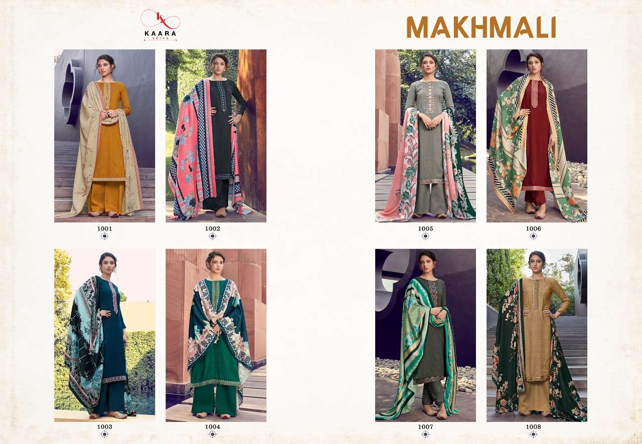 MAKHMALI BY KAARA SUIT 1001 TO 1008 SERIES SUITS BEAUTIFUL FANCY COLORFUL STYLISH PARTY WEAR & OCCASIONAL WEAR PURE PASHMINA DIGITAL PRINTED DRESSES AT WHOLESALE PRICE