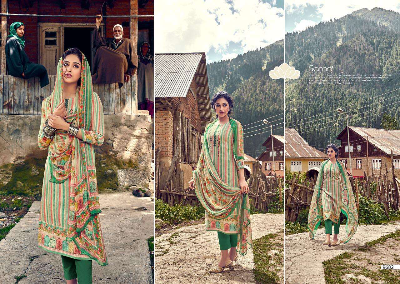 HABIBAH BY SANNA FASHION 9674 TO 9683 SERIES BEAUTIFUL SUITS STYLISH FANCY COLORFUL PARTY WEAR & OCCASIONAL WEAR PURE PASHMINA DIGITAL PRINTED DRESSES AT WHOLESALE PRICE