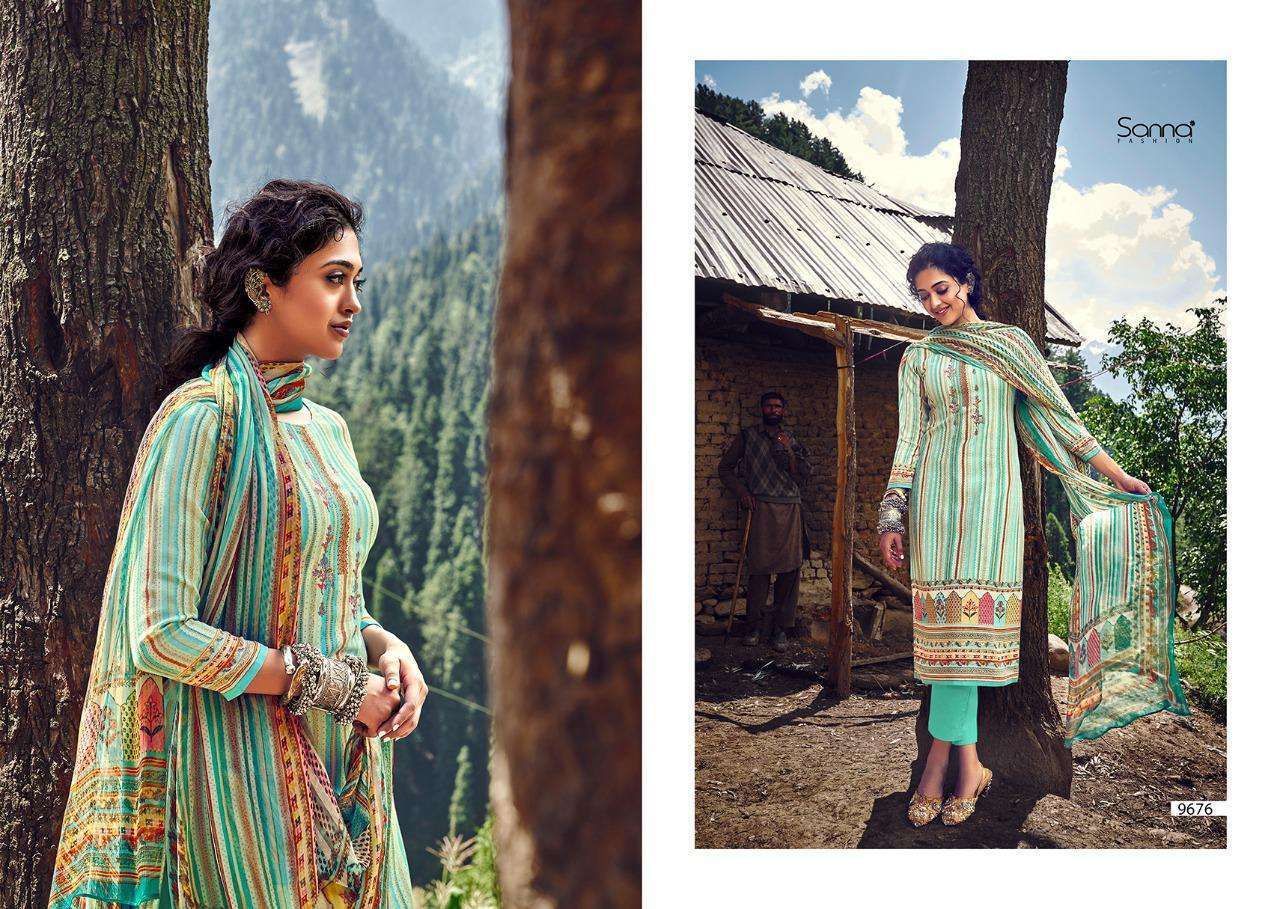 HABIBAH BY SANNA FASHION 9674 TO 9683 SERIES BEAUTIFUL SUITS STYLISH FANCY COLORFUL PARTY WEAR & OCCASIONAL WEAR PURE PASHMINA DIGITAL PRINTED DRESSES AT WHOLESALE PRICE