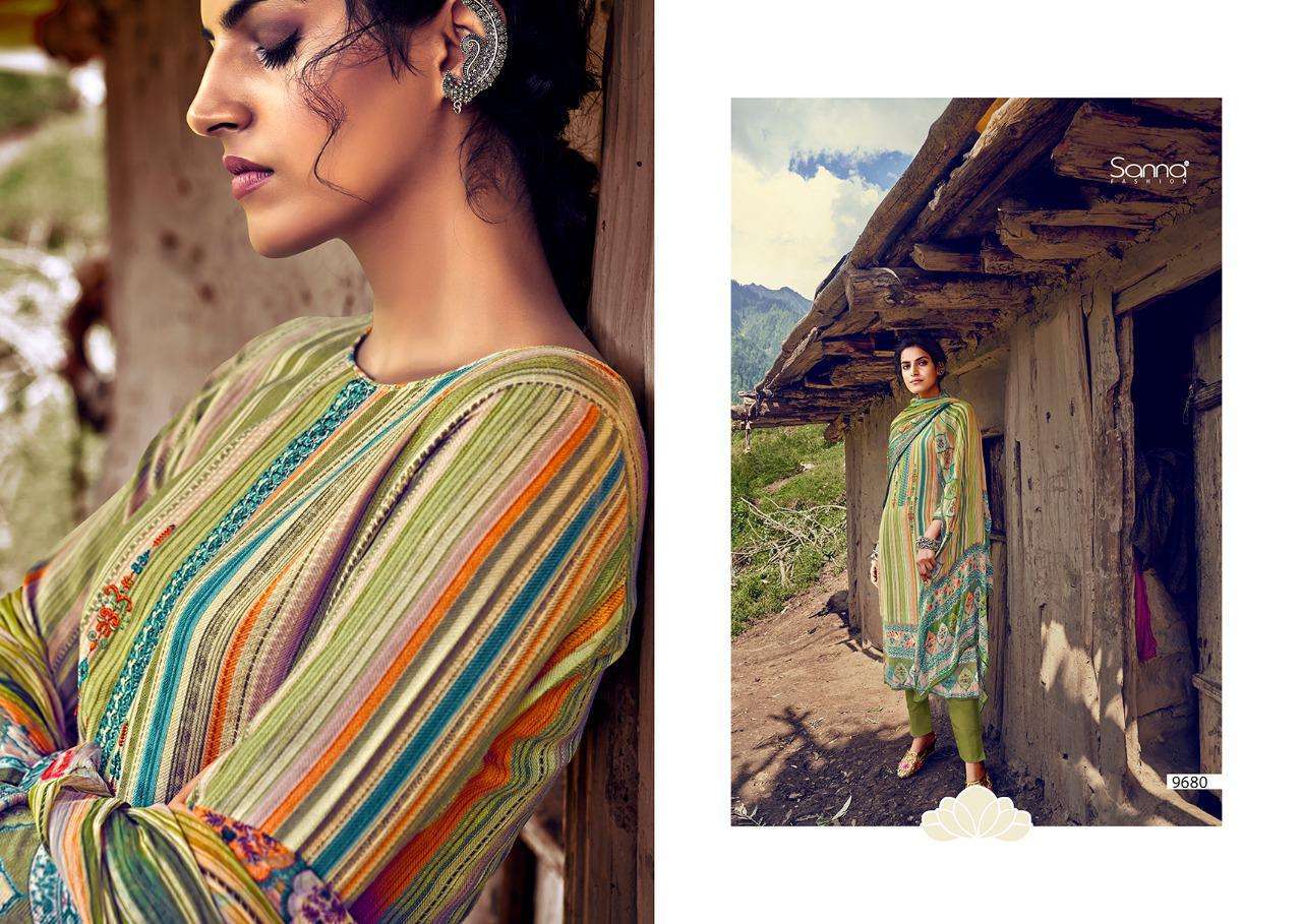 HABIBAH BY SANNA FASHION 9674 TO 9683 SERIES BEAUTIFUL SUITS STYLISH FANCY COLORFUL PARTY WEAR & OCCASIONAL WEAR PURE PASHMINA DIGITAL PRINTED DRESSES AT WHOLESALE PRICE