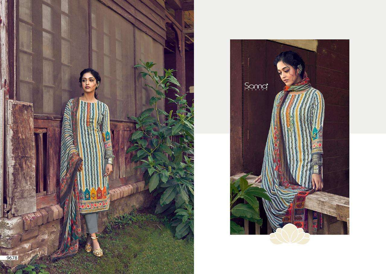 HABIBAH BY SANNA FASHION 9674 TO 9683 SERIES BEAUTIFUL SUITS STYLISH FANCY COLORFUL PARTY WEAR & OCCASIONAL WEAR PURE PASHMINA DIGITAL PRINTED DRESSES AT WHOLESALE PRICE