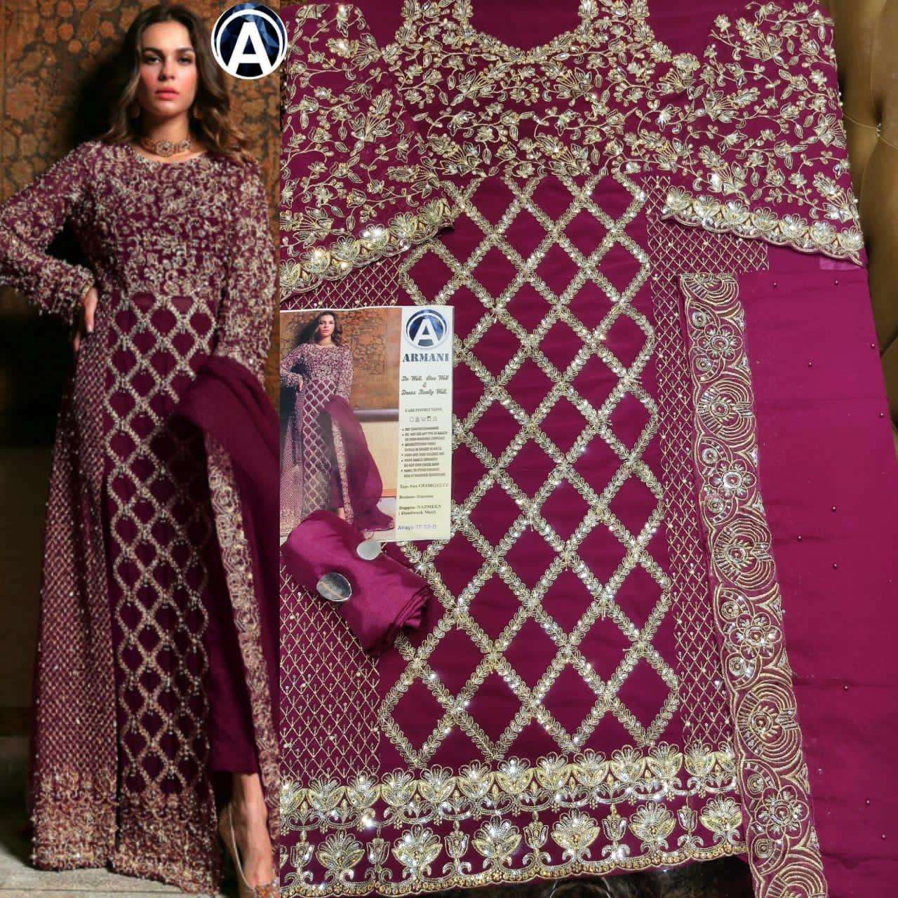RIMISHA 06 BY ARMANI 22 TO 22-D SERIES Z DESIGNER SUITS BEAUTIFUL FANCY COLORFUL STYLISH PARTY WEAR & OCCASIONAL WEAR FAUX GEORGETTE HEAVY EMBROIDERED DRESSES AT WHOLESALE PRICE