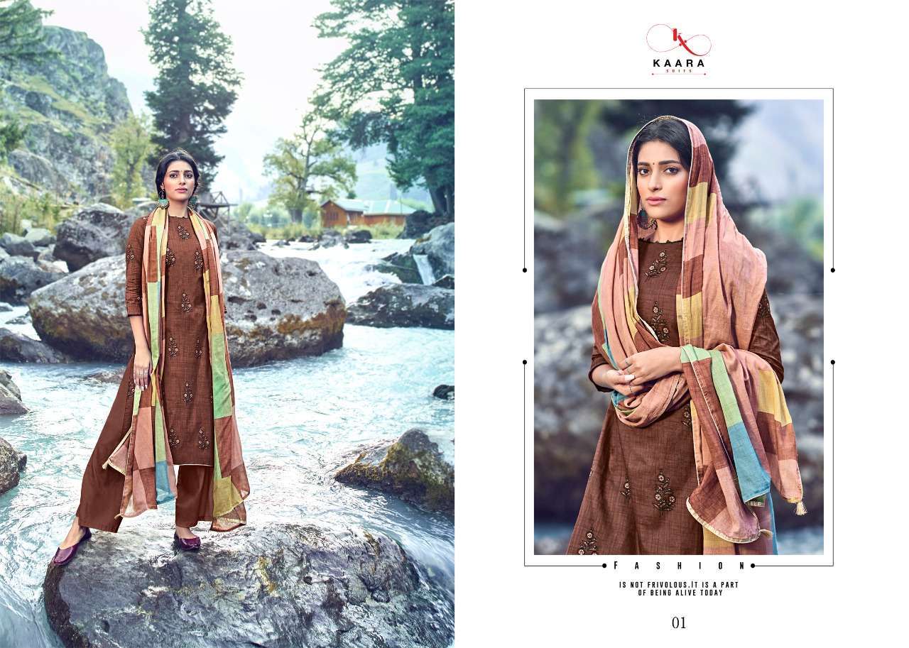 CINDERELLA BY KAARA SUITS 01 TO 08 SERIES BEAUTIFUL SUITS STYLISH FANCY COLORFUL PARTY WEAR & OCCASIONAL WEAR PASHMINA PRINTED DRESSES AT WHOLESALE PRICE