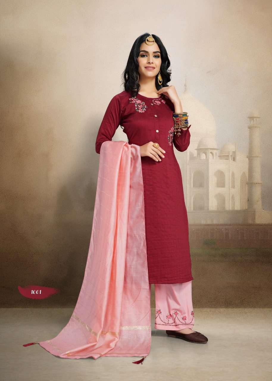 PRAKRIT BY A PLUS 1001 TO 1004 SERIES BEAUTIFUL SUITS STYLISH FANCY COLORFUL PARTY WEAR & OCCASIONAL WEAR MASKA LINING SILK DRESSES AT WHOLESALE PRICE