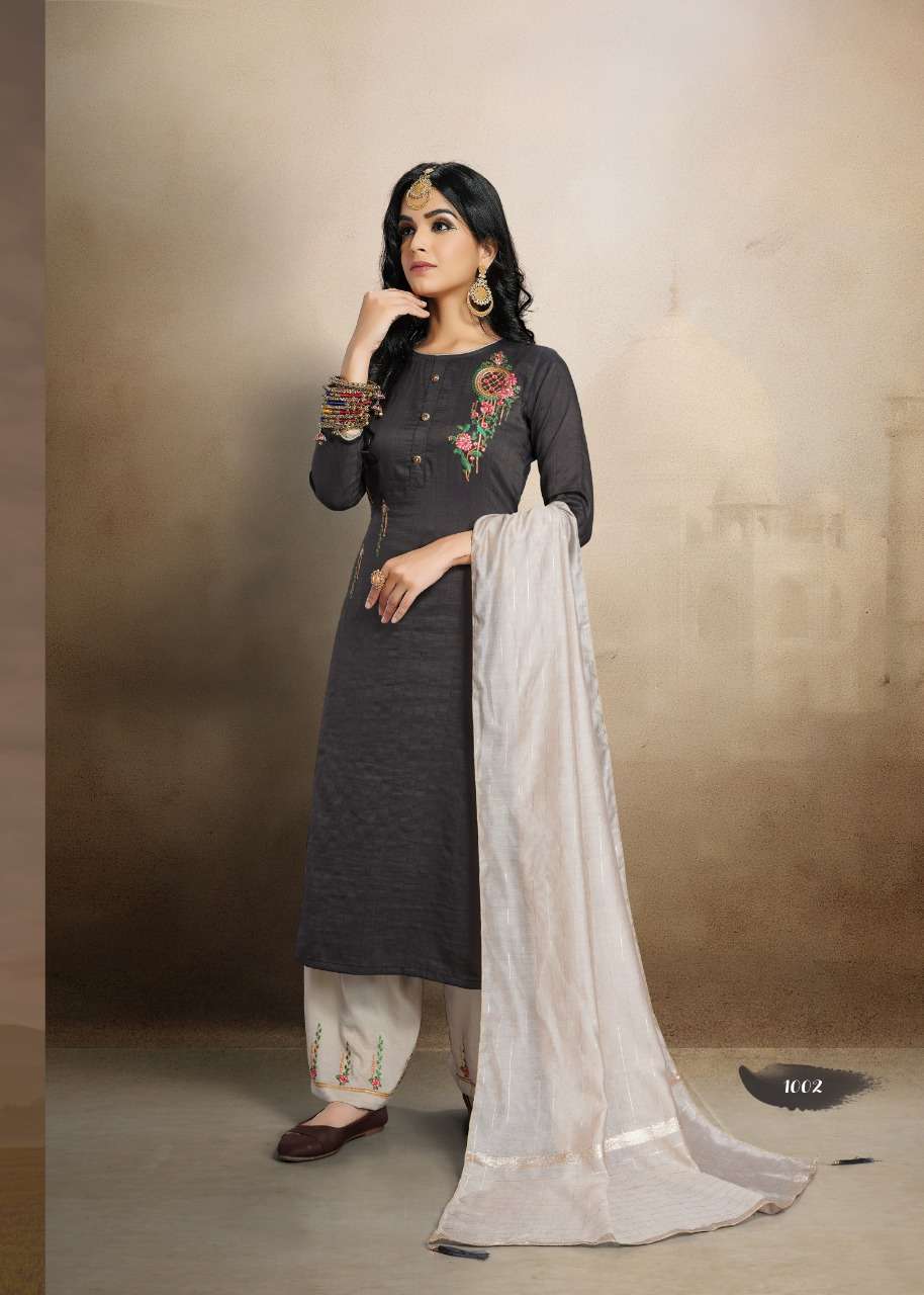 PRAKRIT BY A PLUS 1001 TO 1004 SERIES BEAUTIFUL SUITS STYLISH FANCY COLORFUL PARTY WEAR & OCCASIONAL WEAR MASKA LINING SILK DRESSES AT WHOLESALE PRICE