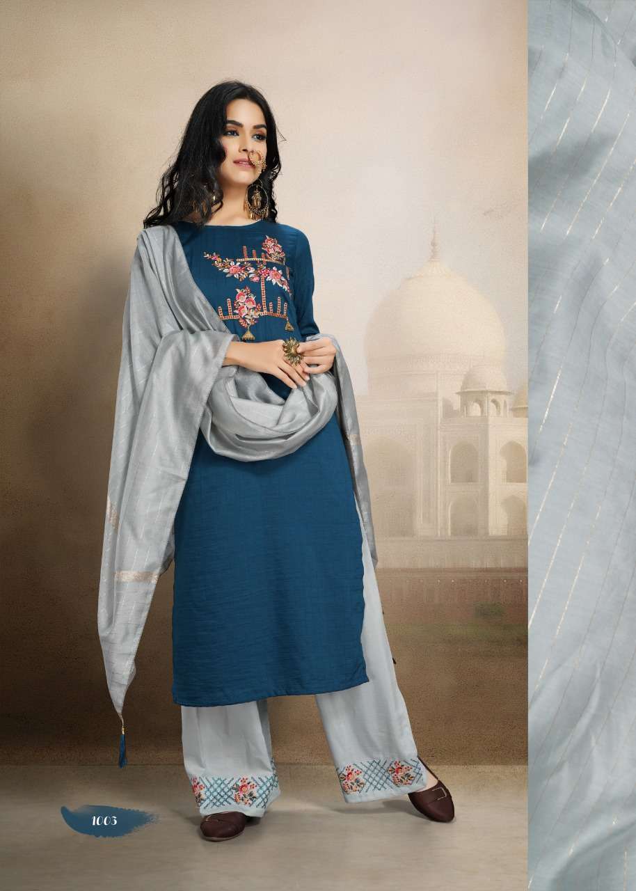 PRAKRIT BY A PLUS 1001 TO 1004 SERIES BEAUTIFUL SUITS STYLISH FANCY COLORFUL PARTY WEAR & OCCASIONAL WEAR MASKA LINING SILK DRESSES AT WHOLESALE PRICE