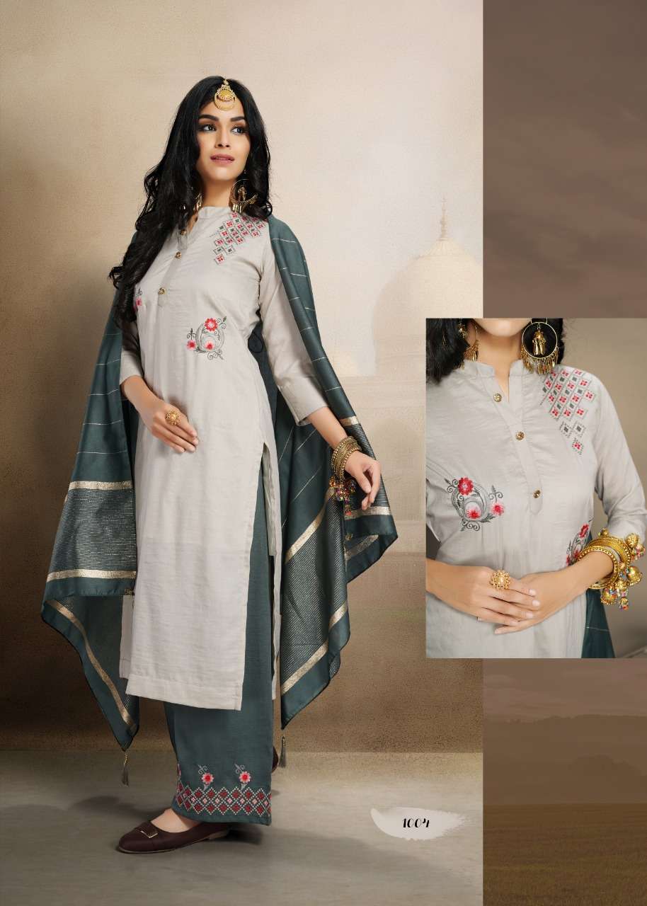 PRAKRIT BY A PLUS 1001 TO 1004 SERIES BEAUTIFUL SUITS STYLISH FANCY COLORFUL PARTY WEAR & OCCASIONAL WEAR MASKA LINING SILK DRESSES AT WHOLESALE PRICE