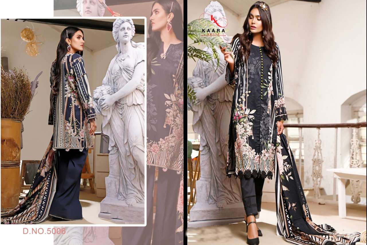 M.PRINT VOL-5 BY KAARA SUITS 5001 TO 5006 SERIES BEAUTIFUL SUITS STYLISH FANCY COLORFUL PARTY WEAR & OCCASIONAL WEAR PASHMINA DIGITAL PRINTED DRESSES AT WHOLESALE PRICE