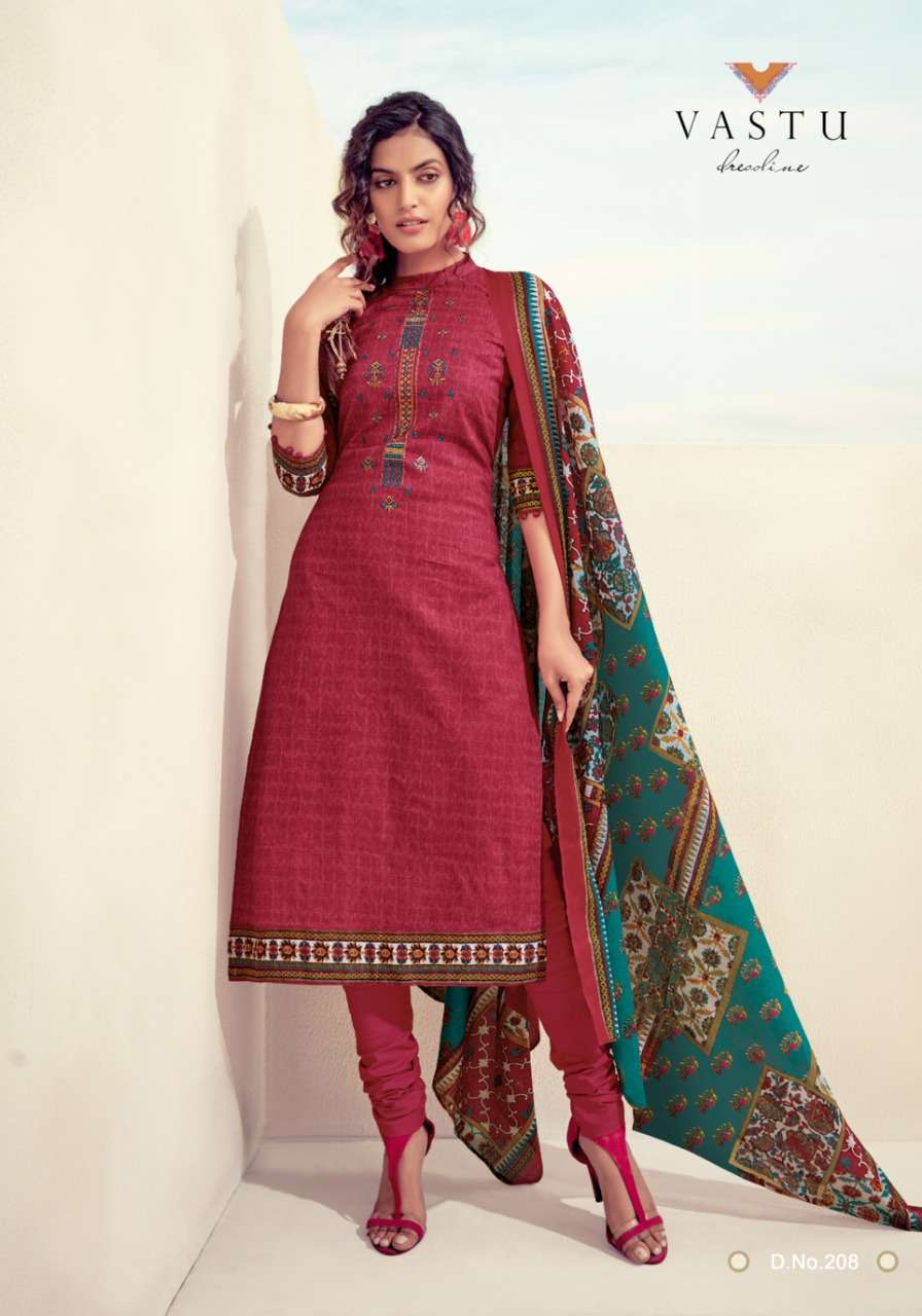 KALAMKARI VOL-2 BY VASTU TEX 201 TO 210 SERIES BEAUTIFUL STYLISH PAKISATNI SUITS FANCY COLORFUL CASUAL WEAR & ETHNIC WEAR & READY TO WEAR COTTON LAWN PRINTED DRESSES AT WHOLESALE PRICE